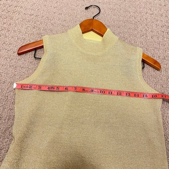 Vintage Sparkly Tinsel Knit Sleeveless Top Gold Yellow – S - Picture 6 of 6